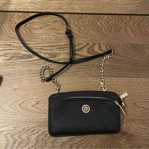 Anne Klein Small Crossbody bag, black with gold crossbody convertible purse
